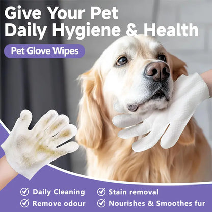 20Pcs Pet Cleaning Gloves Deodorant Bathing Wipes, Hypoallergenic Pet Cleaning Wipes Nourishing Hair Coconut Oil Dog Grooming Wipes, Puppy Bathing Gloves Wipes Cleaner