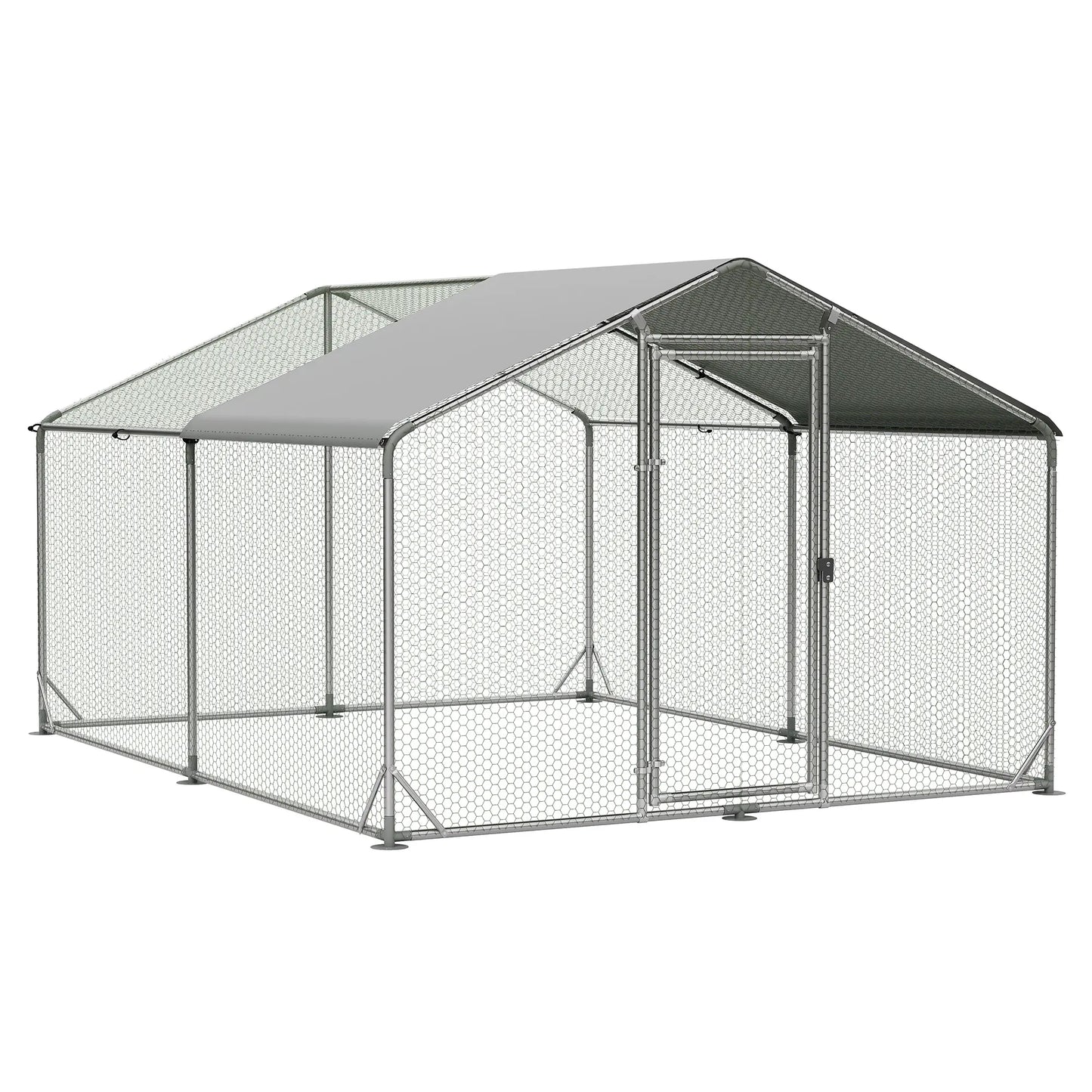Large Metal Chicken Coop Dome Roof, Chicken Pen with Water-Resident and Anti-Uv Cover, Chicken Duck Rabbit Outdoor