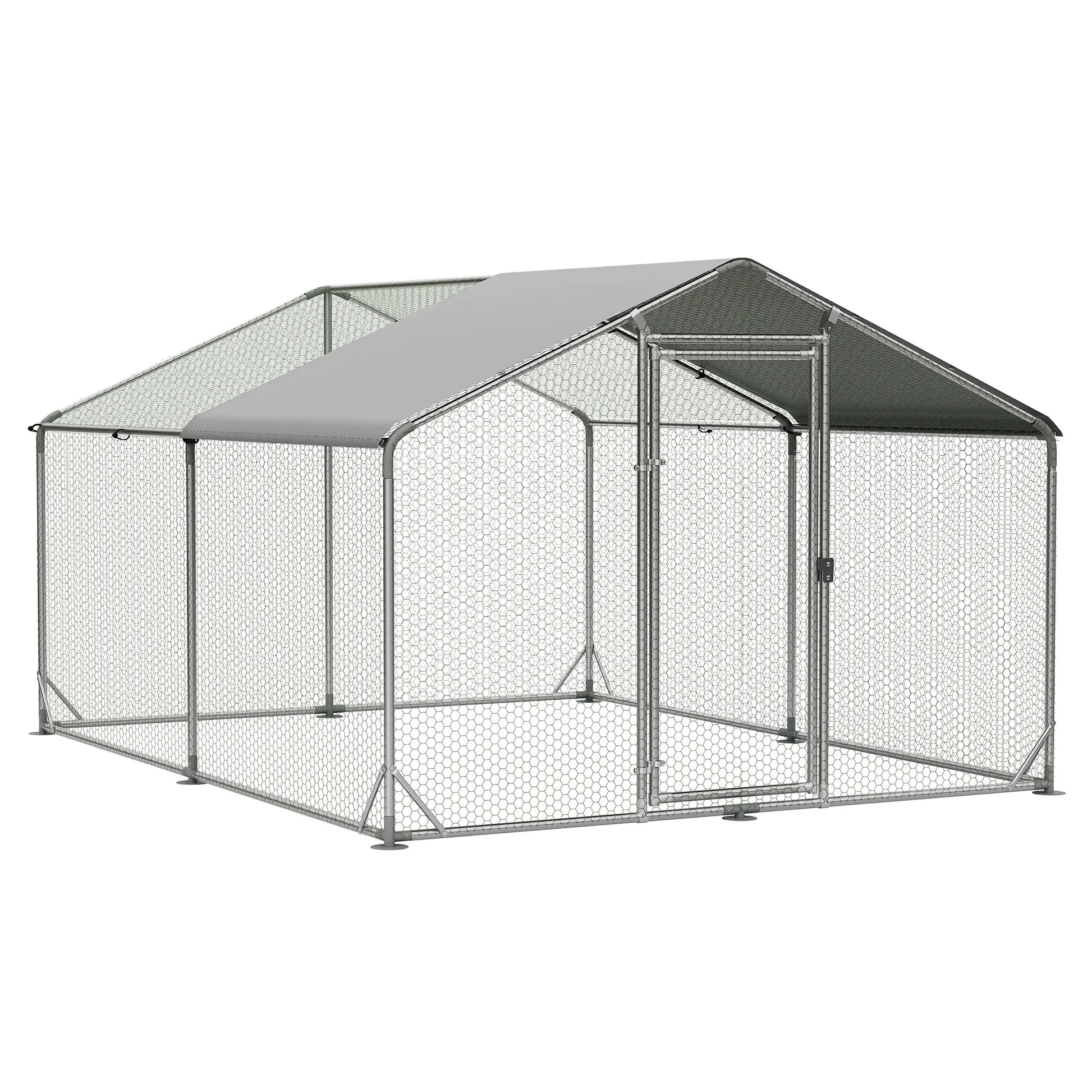Large Metal Chicken Coop Dome Roof, Chicken Pen with Water-Resident and Anti-Uv Cover, Chicken Duck Rabbit Outdoor