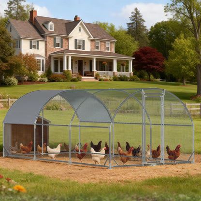 Large Metal Chicken Coop Dome Roof, Chicken Pen with Water-Resident and Anti-Uv Cover, Chicken Duck Rabbit Outdoor
