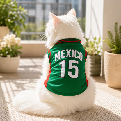 Pet Sports Jersey Shirt for Dogs and Cats, Lightweight Breathable Sleeveless Mesh Puppy Vest, Cute Soccer Style Pet Outfit for Small Medium Pets, Parties, Photos, Walks and Game Day