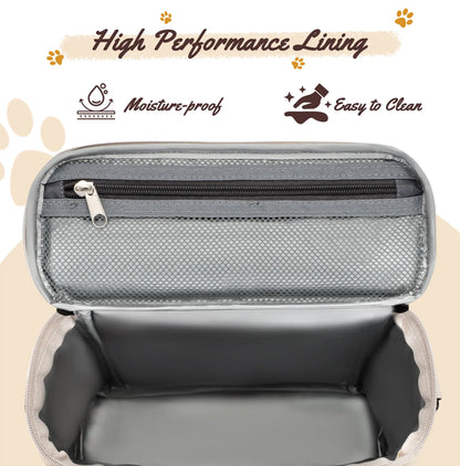 Dog Travel Bag, Pet Travel Bag (ALL Pet Travel Supplies), Modoker Pet Bag with 2 Pet Food Containers and 2 Collapsible Silicone Bowls; Essential Kits for Travel Animal Carrier
