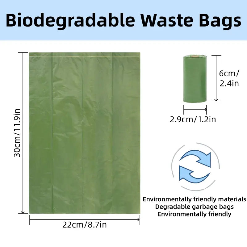 Portable Dog Poop Scooper with Large Opening, Easy One-Hand Scoop, Durable ABS Non-Stick Surface, Includes 15 Biodegradable Bags, Clip-On Design for Outdoor Walking and Travel