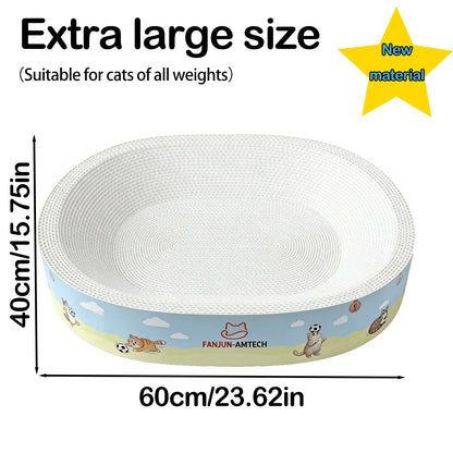 Dealsforyoudays FANJUN-AMTECH Classic 2-In-1 Cat Scratcher & Bed, Dust-Free Oval Shape, Anti-Slip Base, Durable Corrugated Cardboard, Multi-Use Play Pet Furniture Relaxing Pad Cat Furniture Cool Cat Stuff Cat Stuff for Indoor,Summerwins