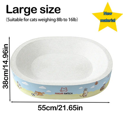 Dealsforyoudays FANJUN-AMTECH Classic 2-In-1 Cat Scratcher & Bed, Dust-Free Oval Shape, Anti-Slip Base, Durable Corrugated Cardboard, Multi-Use Play Pet Furniture Relaxing Pad Cat Furniture Cool Cat Stuff Cat Stuff for Indoor,Summerwins