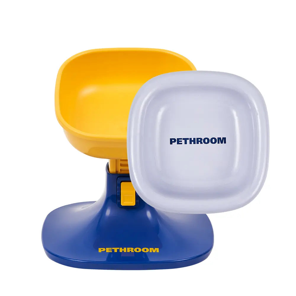 PETHROOM Well Fit & Bowl Set - Adjustable Height, Tilt, Stable Non-Slip Feeding Stand for Dogs & Cats + Durable Ceramic Cat & Dog Food Bowl