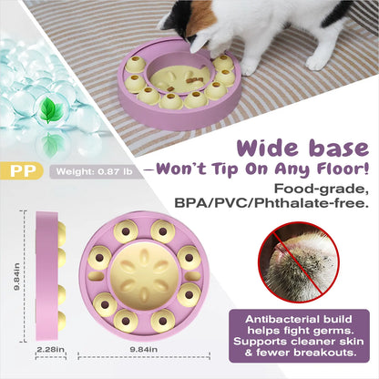 KADTC Cat Puzzle Toy for Cats Indoor, Slow Feeder Bowl for Fast Eaters, Interactive Kitten Enrichment Pink Toy