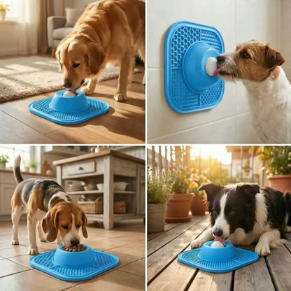Slow Feeder Dog Bowls for Liquid Treat, Anti-Slip 【Entertained Ball-In】 Bone Broth Dog Lick Bowl, 3/4 Cup Yogurt Pup Lick Toy for Large Medium Small Breeds Dietary Supplement/Post-Op Nutrition Pet Stuff Dogaccessories