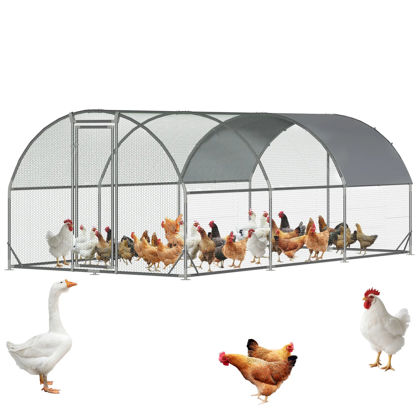 Large Metal Chicken Coop Dome Roof, Chicken Pen with Water-Resident and Anti-Uv Cover, Chicken Duck Rabbit Outdoor