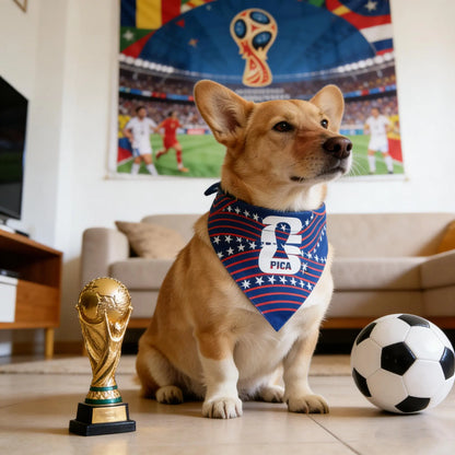2PC 2026 World Cup FIFA Official Licensed Pet Products 2-In-1 Reversible Dog Bandana Durable Adjustable Pet Dog Collar & Leash Set