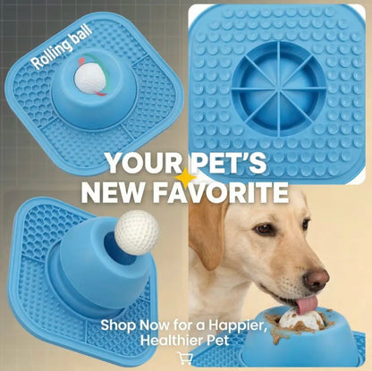 Slow Feeder Dog Bowls for Liquid Treat, Anti-Slip 【Entertained Ball-In】 Bone Broth Dog Lick Bowl, 3/4 Cup Yogurt Pup Lick Toy for Large Medium Small Breeds Dietary Supplement/Post-Op Nutrition Pet Stuff Dogaccessories