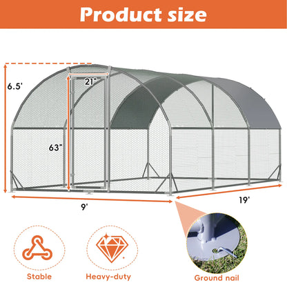 Large Metal Chicken Coop Dome Roof, Chicken Pen with Water-Resident and Anti-Uv Cover, Chicken Duck Rabbit Outdoor