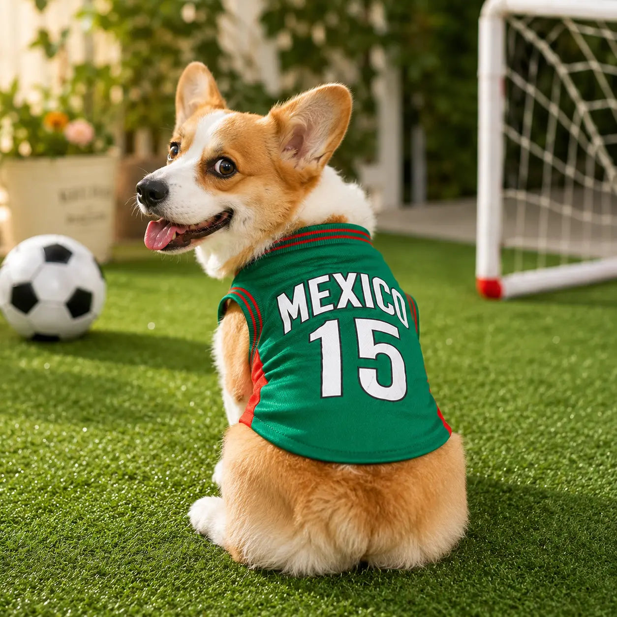 Pet Sports Jersey Shirt for Dogs and Cats, Lightweight Breathable Sleeveless Mesh Puppy Vest, Cute Soccer Style Pet Outfit for Small Medium Pets, Parties, Photos, Walks and Game Day