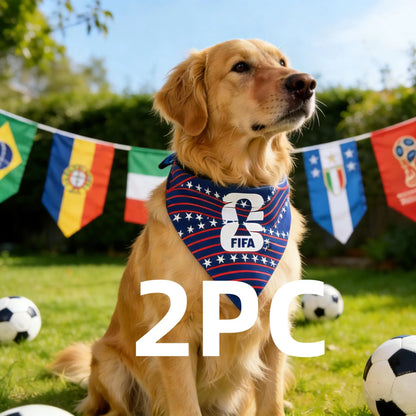2PC 2026 World Cup FIFA Official Licensed Pet Products 2-In-1 Reversible Dog Bandana Durable Adjustable Pet Dog Collar & Leash Set