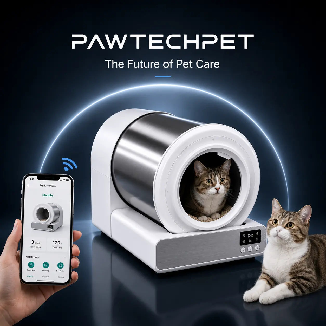 Pawtech Smart Low-Noise Auto-Cleaning Cat Litter Box (60L) - 2.4G Wifi App-Controlled, Equipped with Smart Sensors, Safety Protection, Easy Maintenance #Catlitterbox#Smartlitterbox#Petessentials#Catlovers# Dream Cat Automatic Litterbox