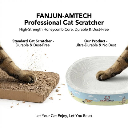 Dealsforyoudays FANJUN-AMTECH Classic 2-In-1 Cat Scratcher & Bed, Dust-Free Oval Shape, Anti-Slip Base, Durable Corrugated Cardboard, Multi-Use Play Pet Furniture Relaxing Pad Cat Furniture Cool Cat Stuff Cat Stuff for Indoor,Summerwins