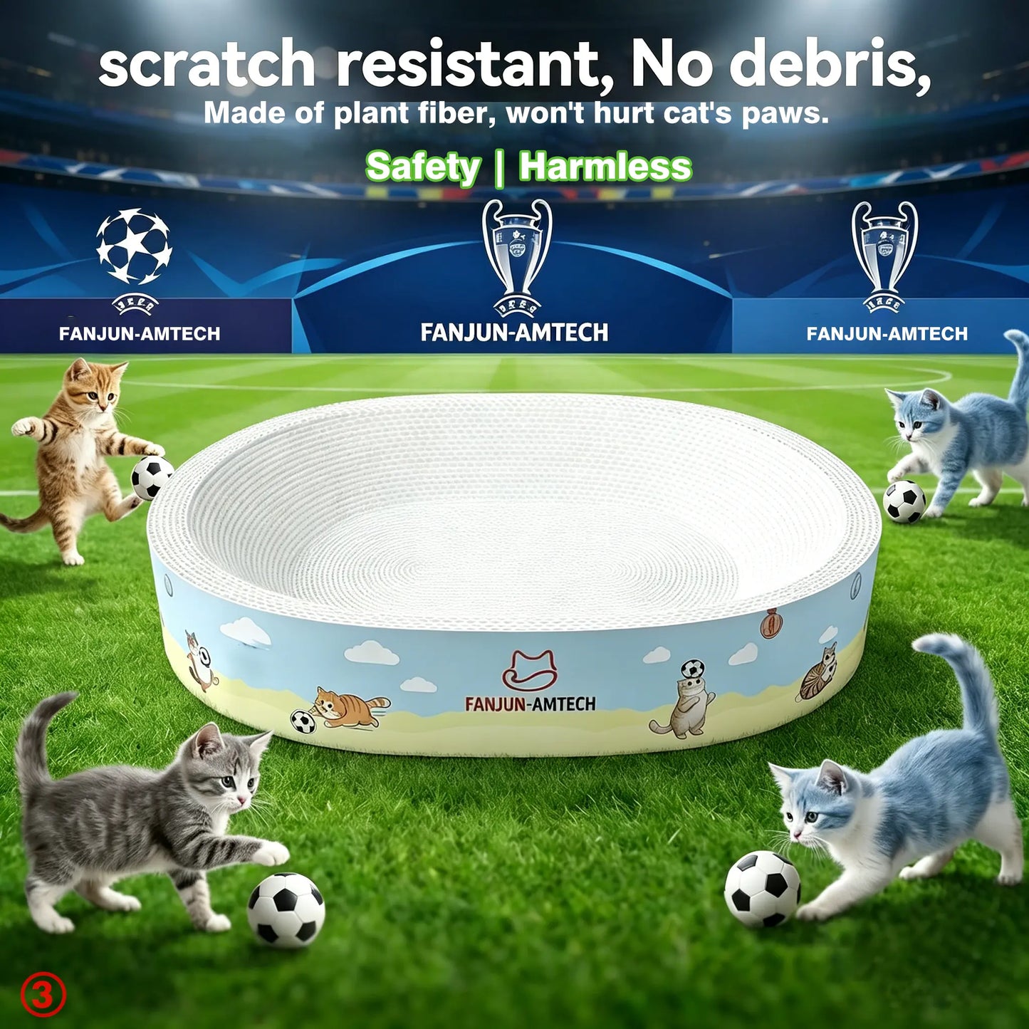 Dealsforyoudays FANJUN-AMTECH Classic 2-In-1 Cat Scratcher & Bed, Dust-Free Oval Shape, Anti-Slip Base, Durable Corrugated Cardboard, Multi-Use Play Pet Furniture Relaxing Pad Cat Furniture Cool Cat Stuff Cat Stuff for Indoor,Summerwins