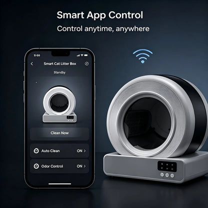Pawtech Smart Low-Noise Auto-Cleaning Cat Litter Box (60L) - 2.4G Wifi App-Controlled, Equipped with Smart Sensors, Safety Protection, Easy Maintenance #Catlitterbox#Smartlitterbox#Petessentials#Catlovers# Dream Cat Automatic Litterbox
