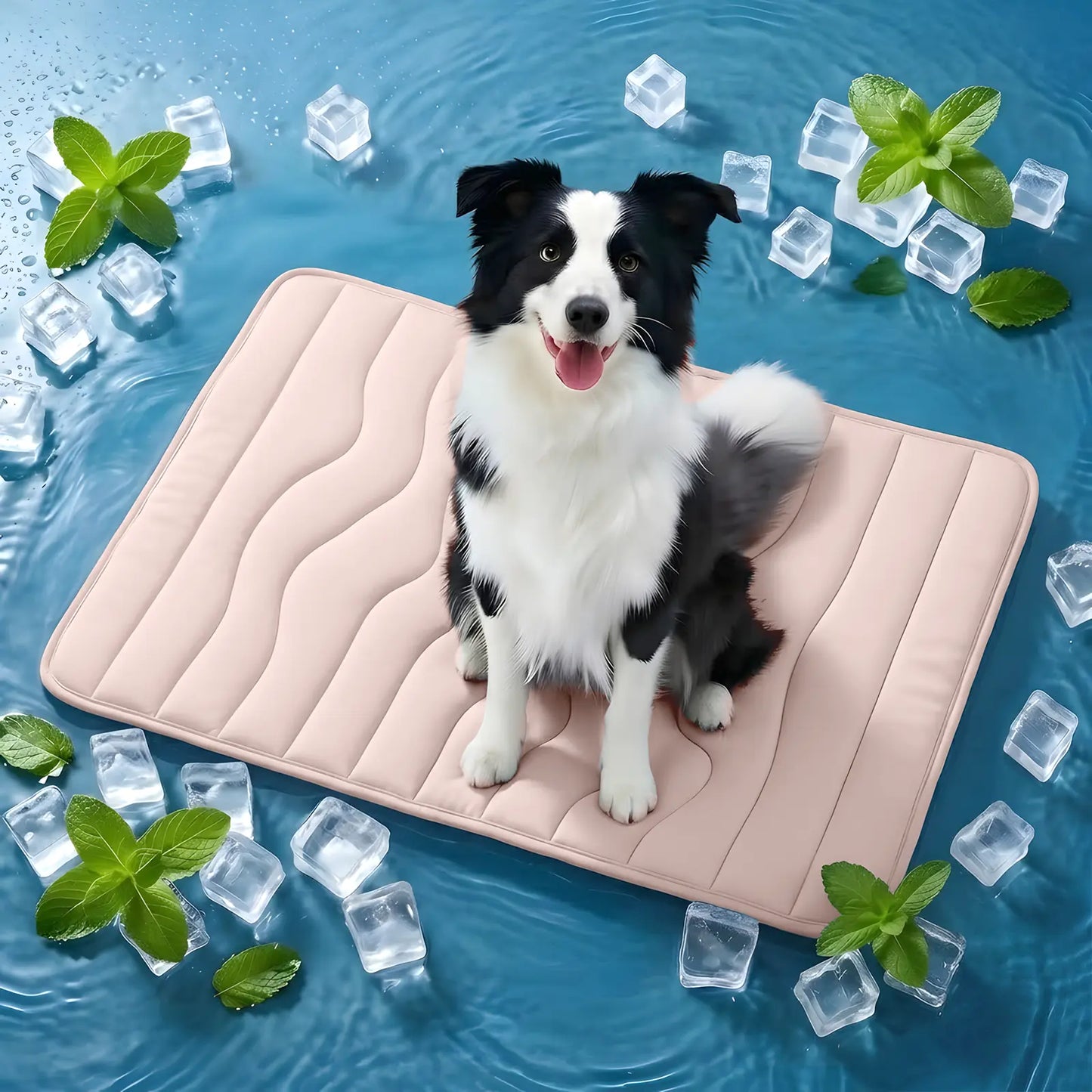 Vagascape Eco-Friendly Gel-Free Cooling Pet Mat for Large Dogs - Nylon & Cotton Geometric Design, Portable Machine-Washable Durable Pad for Hikes & Camping, #Pettok Viral Summer Dog Essential