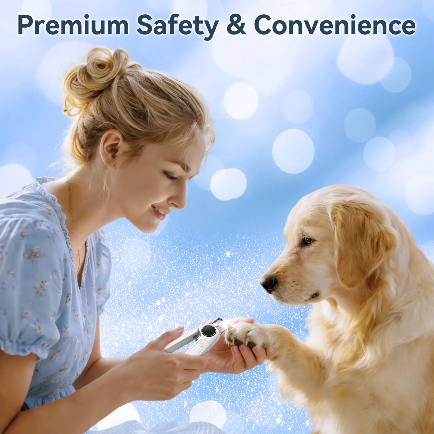 2-In-1 Dog Nail Clippers & Grinder with LED Light, Rechargeable Quiet Pet Nail Trimmer for Dogs & Cats, 3 Speeds, Safety Lock & Splash Guard, White