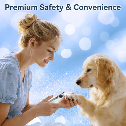 2-In-1 Dog Nail Clippers & Grinder with LED Light, Rechargeable Quiet Pet Nail Trimmer for Dogs & Cats, 3 Speeds, Safety Lock & Splash Guard, White