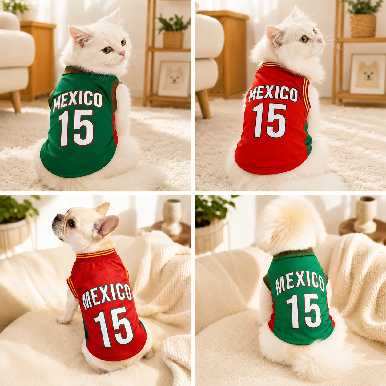Pet Sports Jersey Shirt for Dogs and Cats, Lightweight Breathable Sleeveless Mesh Puppy Vest, Cute Soccer Style Pet Outfit for Small Medium Pets, Parties, Photos, Walks and Game Day