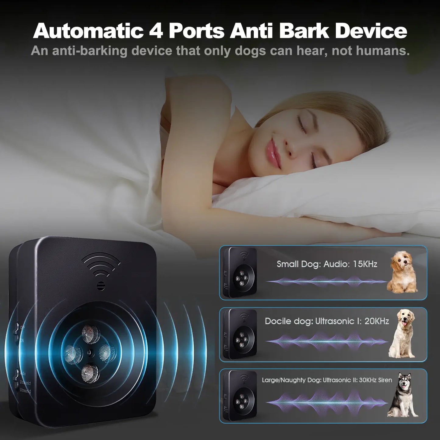 Anti Barking Device for Dogs Long Range 50Ft, Stop Dog Barks，Dog Barking Stopper, Bark Box, Barking Control Devices for Dog Training in Outdoor/Indoor
