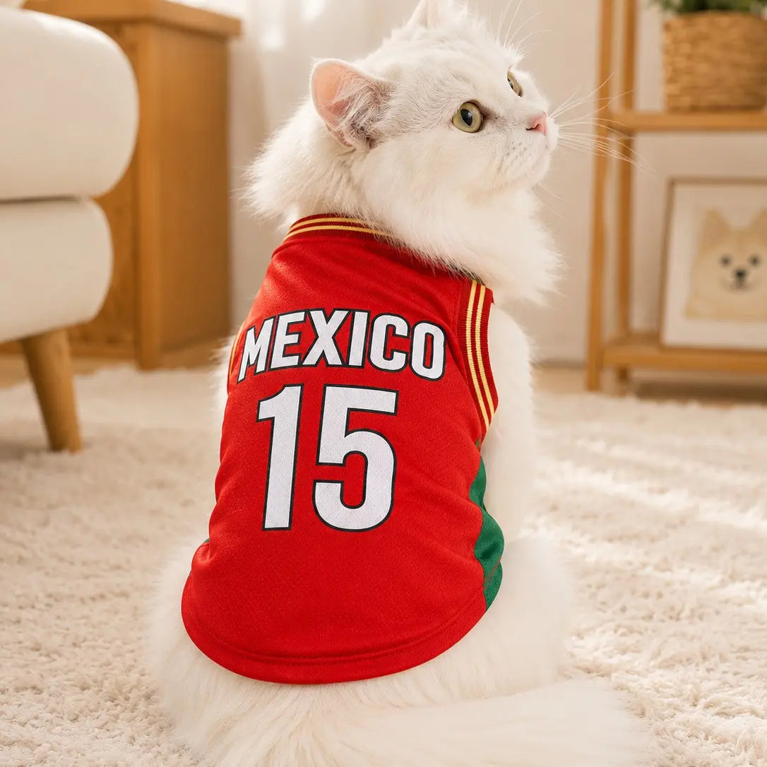 Pet Sports Jersey Shirt for Dogs and Cats, Lightweight Breathable Sleeveless Mesh Puppy Vest, Cute Soccer Style Pet Outfit for Small Medium Pets, Parties, Photos, Walks and Game Day