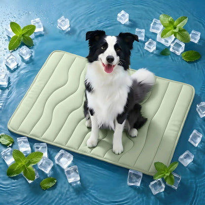 Vagascape Eco-Friendly Gel-Free Cooling Pet Mat for Large Dogs - Nylon & Cotton Geometric Design, Portable Machine-Washable Durable Pad for Hikes & Camping, #Pettok Viral Summer Dog Essential