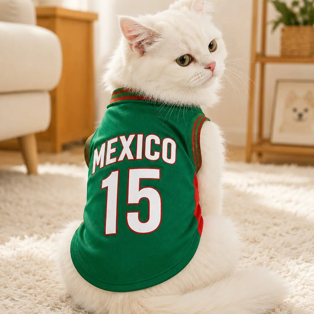 Pet Sports Jersey Shirt for Dogs and Cats, Lightweight Breathable Sleeveless Mesh Puppy Vest, Cute Soccer Style Pet Outfit for Small Medium Pets, Parties, Photos, Walks and Game Day