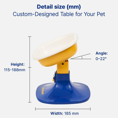 PETHROOM Well Fit & Bowl Set - Adjustable Height, Tilt, Stable Non-Slip Feeding Stand for Dogs & Cats + Durable Ceramic Cat & Dog Food Bowl