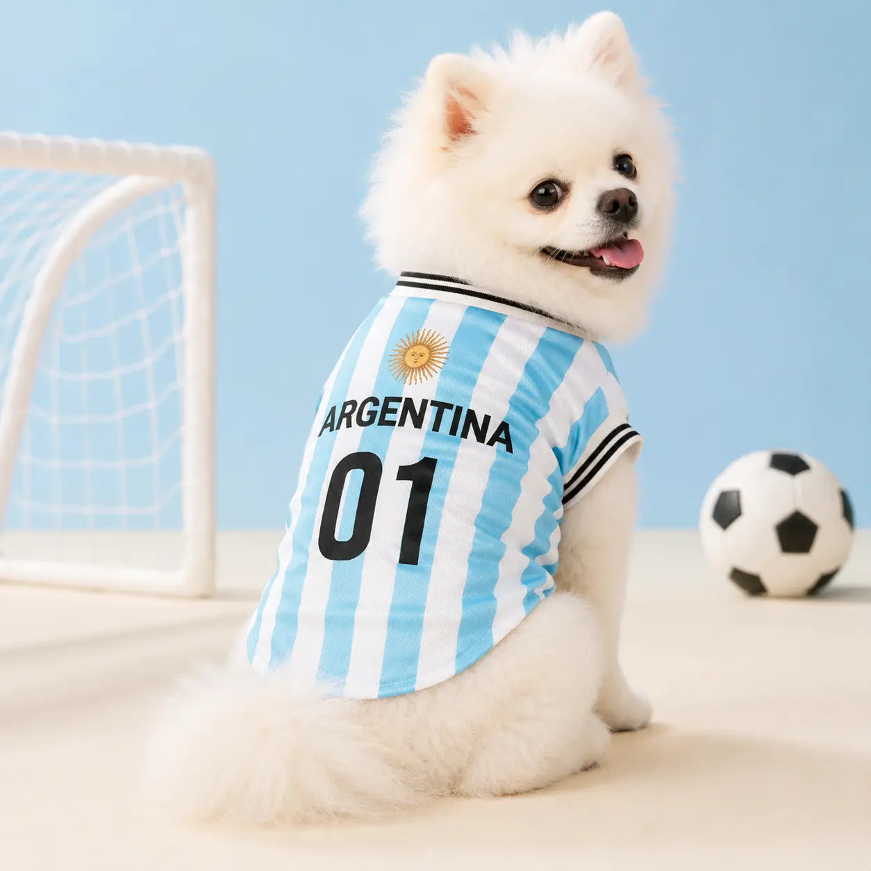 Pet Sports Jersey Shirt for Dogs and Cats, Lightweight Breathable Sleeveless Mesh Puppy Vest, Cute Soccer Style Pet Outfit for Small Medium Pets, Parties, Photos, Walks and Game Day