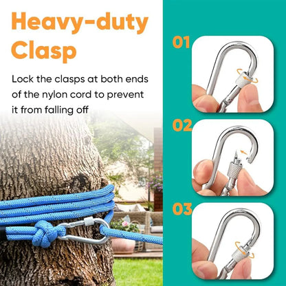 50Ft Dog Tie Out Cable for Camping, 50Ft Portable Trolley System for Small Medium Large Dogs up to 250Lbs, Lead for 2 Dogs, Dog Runner for Yard Camping Training Running Hiking Outdoor