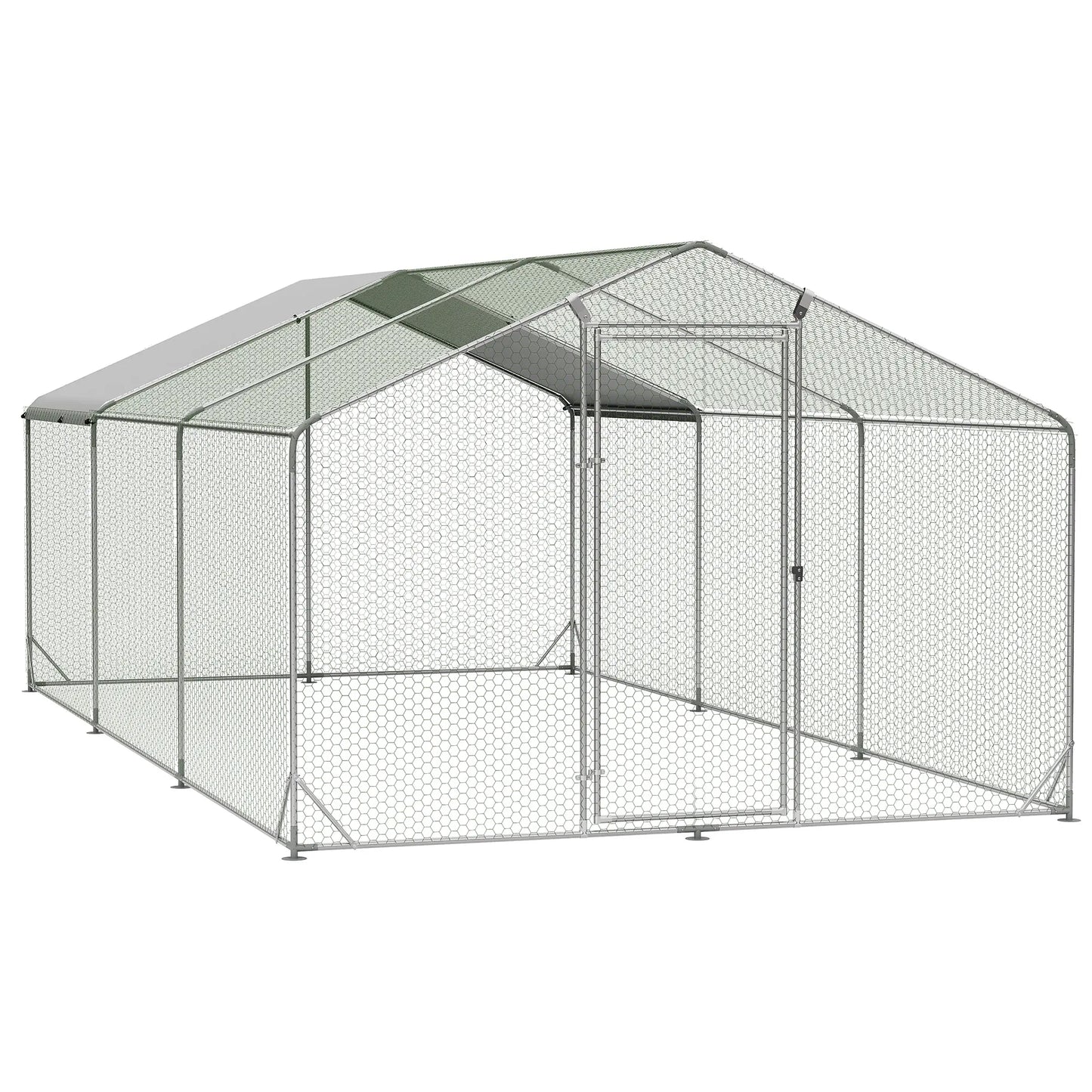 Large Metal Chicken Coop Dome Roof, Chicken Pen with Water-Resident and Anti-Uv Cover, Chicken Duck Rabbit Outdoor