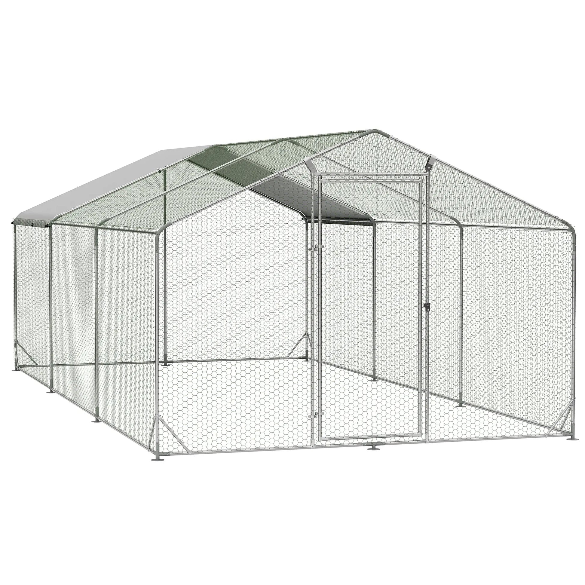 Large Metal Chicken Coop Dome Roof, Chicken Pen with Water-Resident and Anti-Uv Cover, Chicken Duck Rabbit Outdoor