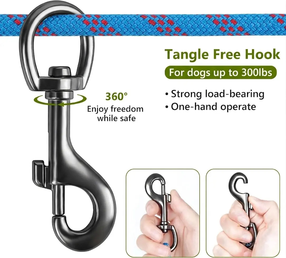 50Ft Dog Tie Out Cable for Camping, 50Ft Portable Trolley System for Small Medium Large Dogs up to 250Lbs, Lead for 2 Dogs, Dog Runner for Yard Camping Training Running Hiking Outdoor