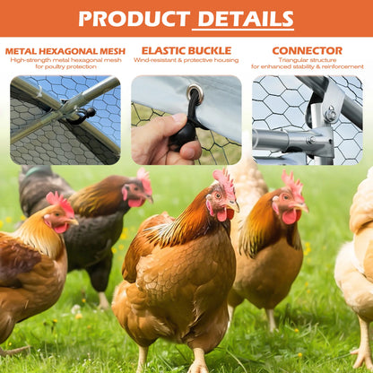 Large Metal Chicken Coop Dome Roof, Chicken Pen with Water-Resident and Anti-Uv Cover, Chicken Duck Rabbit Outdoor