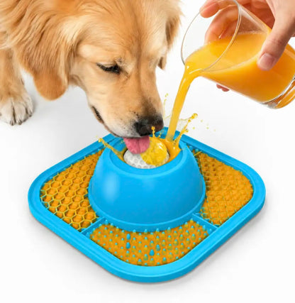 Slow Feeder Dog Bowls for Liquid Treat, Anti-Slip 【Entertained Ball-In】 Bone Broth Dog Lick Bowl, 3/4 Cup Yogurt Pup Lick Toy for Large Medium Small Breeds Dietary Supplement/Post-Op Nutrition Pet Stuff Dogaccessories