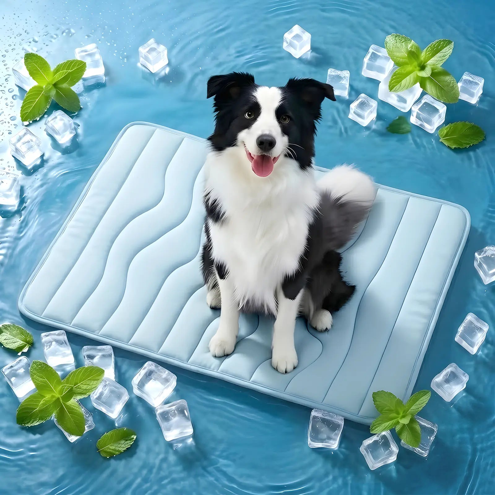 Vagascape Eco-Friendly Gel-Free Cooling Pet Mat for Large Dogs - Nylon & Cotton Geometric Design, Portable Machine-Washable Durable Pad for Hikes & Camping, #Pettok Viral Summer Dog Essential