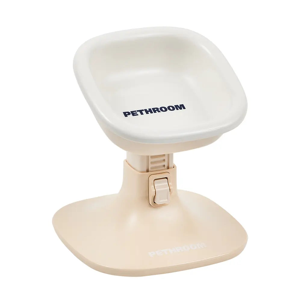 PETHROOM Well Fit & Bowl Set - Adjustable Height, Tilt, Stable Non-Slip Feeding Stand for Dogs & Cats + Durable Ceramic Cat & Dog Food Bowl