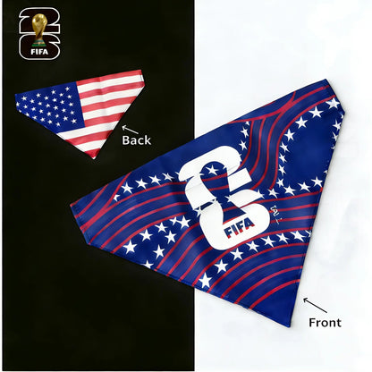 2PC 2026 World Cup FIFA Official Licensed Pet Products 2-In-1 Reversible Dog Bandana Durable Adjustable Pet Dog Collar & Leash Set