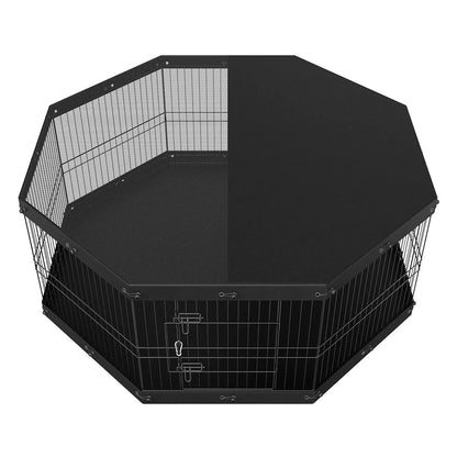 【Fathersdaygift】Vevor Dog Playpen, 8 Panels Foldable Metal Dog Exercise Pen with Top Cover and Bottom Pad, 24" H Pet Fence Puppy Crate Kennel, Indoor Outdoor Dog Pen for Small Medium Pets, for Camping, Yard
