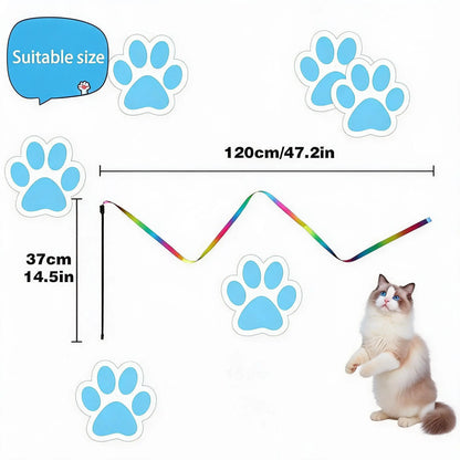 Interactive Cat Ribbon Wand Toy, Rainbow Cat Teaser String for Kittens, High-Elastic Wand with Soft Satin Fabric Charmer, Great Gift for Indoor Cats Exercise