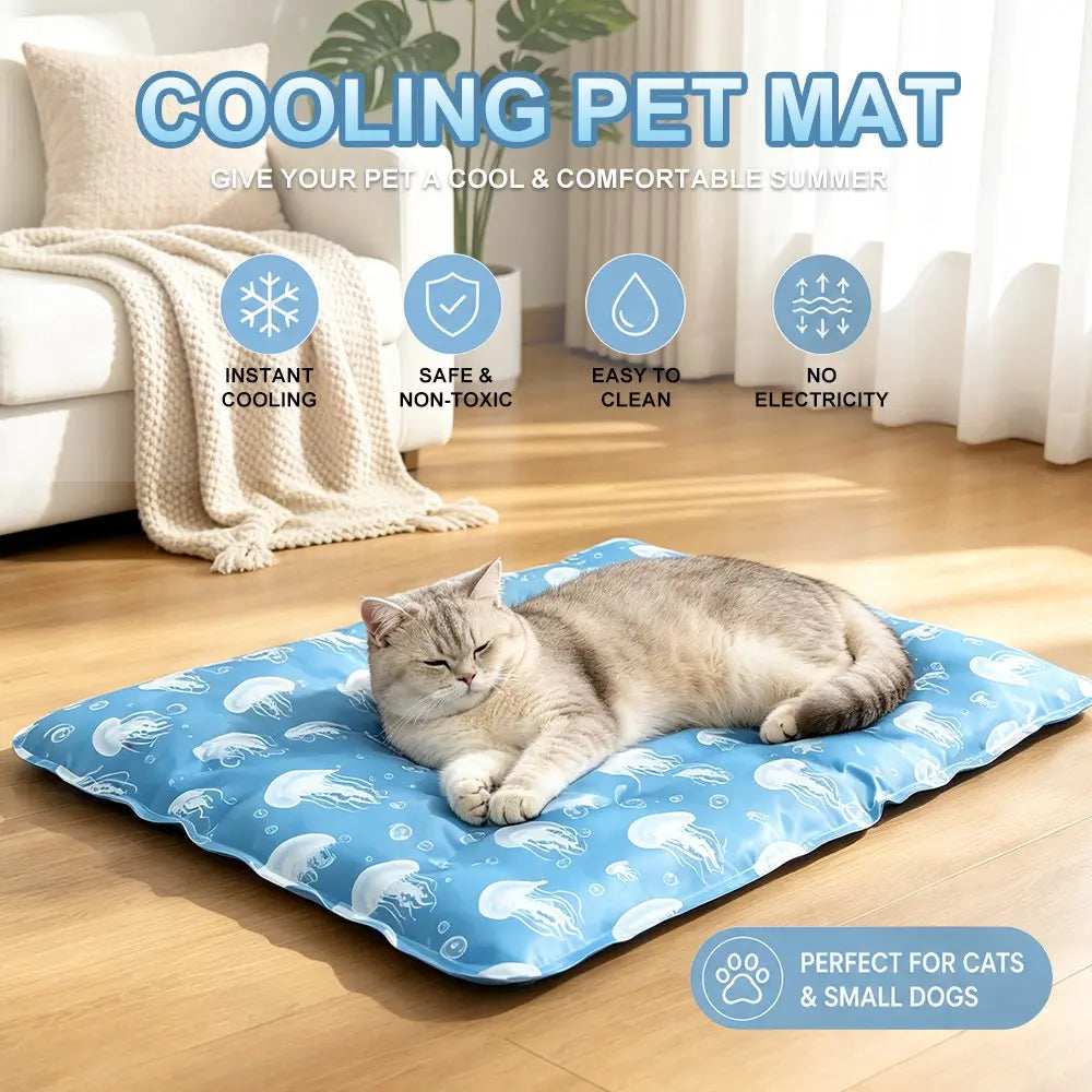 Large Thick Pet Ice Pad, Summer Cooling Mat for Cats, Waterproof Bite-Resistant, Leak-Proof, Anti-Sweat, Ideal for Hot Weather Relief, Home