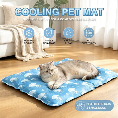 Large Thick Pet Ice Pad, Summer Cooling Mat for Cats, Waterproof Bite-Resistant, Leak-Proof, Anti-Sweat, Ideal for Hot Weather Relief, Home