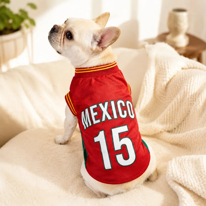 Pet Sports Jersey Shirt for Dogs and Cats, Lightweight Breathable Sleeveless Mesh Puppy Vest, Cute Soccer Style Pet Outfit for Small Medium Pets, Parties, Photos, Walks and Game Day
